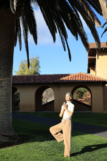 【Wellness】Women's mock-turtleneck worsted fine cashmere top