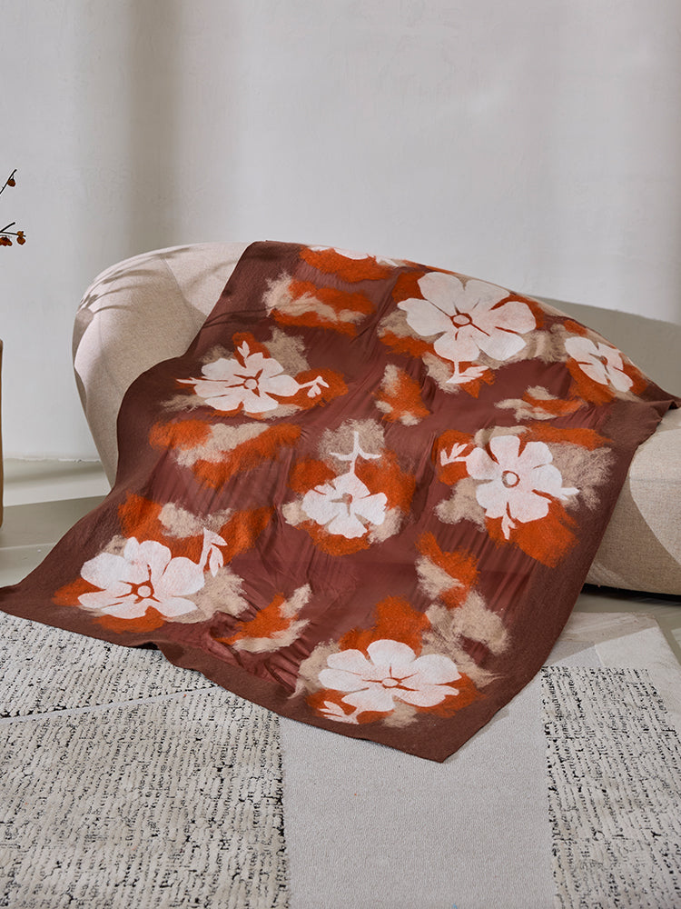 Handmade cashmere and silk felted blanket